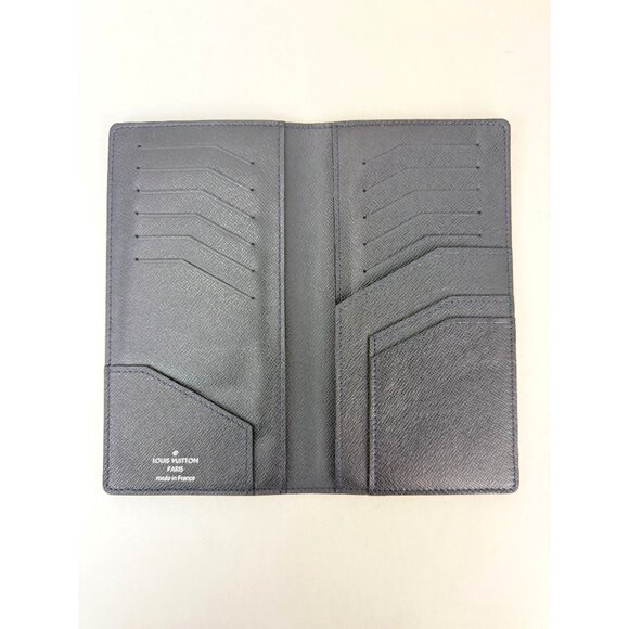 LOUIS VUITTON Taiga Brazza Long Bifold Dark Blue Leather Wallet - Picture 8 of 9